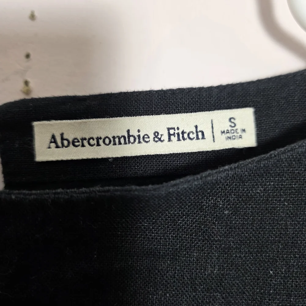 Abercrombie & Fitch Black Linen Blend Shift Dress Small Minimalist Short Sleeve - Picture 5 of 6